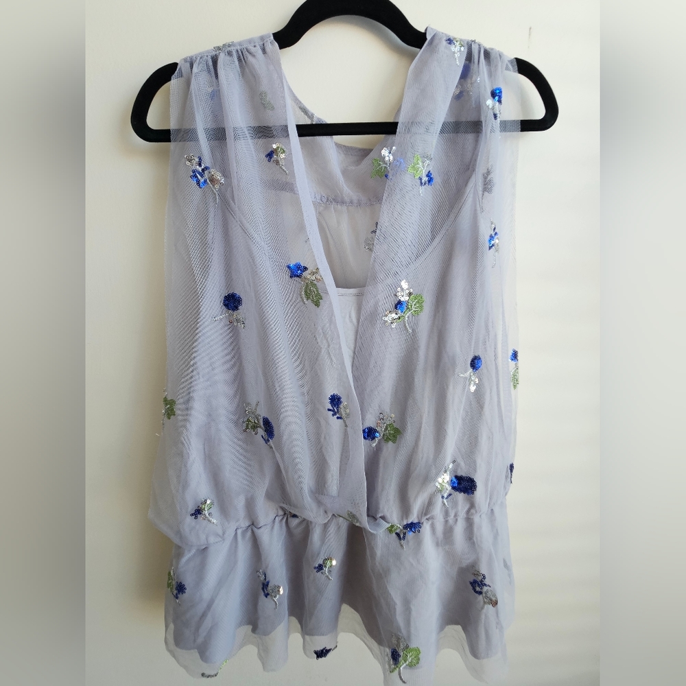 Eva Franco Bluebell Top Sequin Embroidery